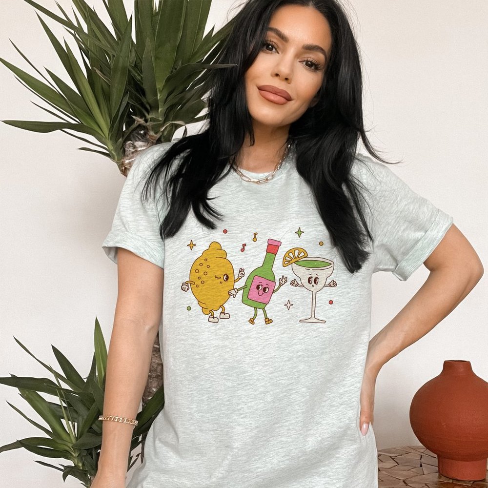 Retro Margarita Ingredients Grey T Shirt